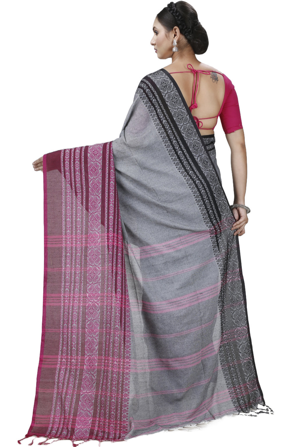 Black Rani Pure Cotton Begompuri_Hand Hand Loom Saree (1288)